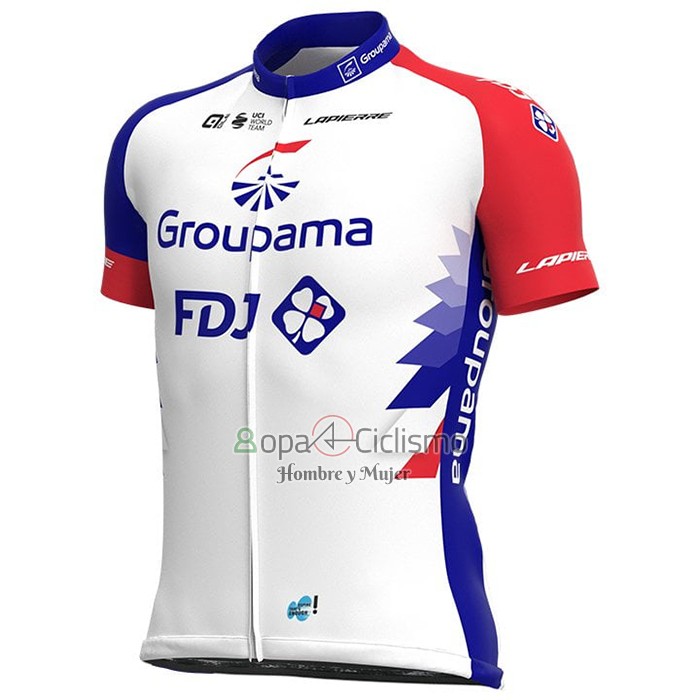 Groupama FDJ Ropa Ciclismo Culotte Corto 2021 Mangas Cortas Rojo Azul